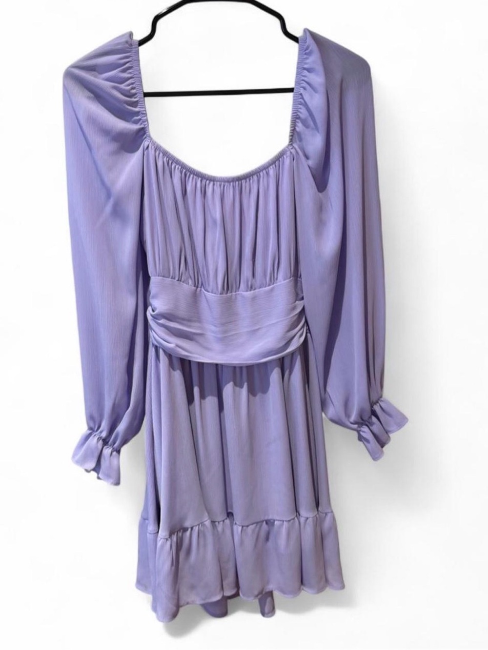 Women's Lavender Midi Dress with Ruffle Hem